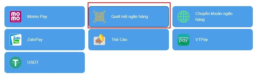 Nạp tiền Vin777 - quét mã ngân hàng