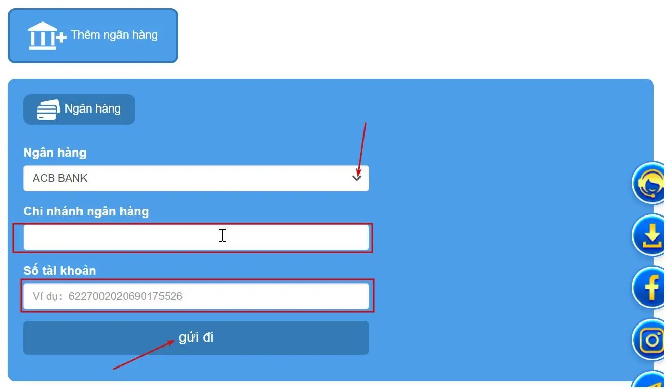 Thêm tài khoản ngân hàng